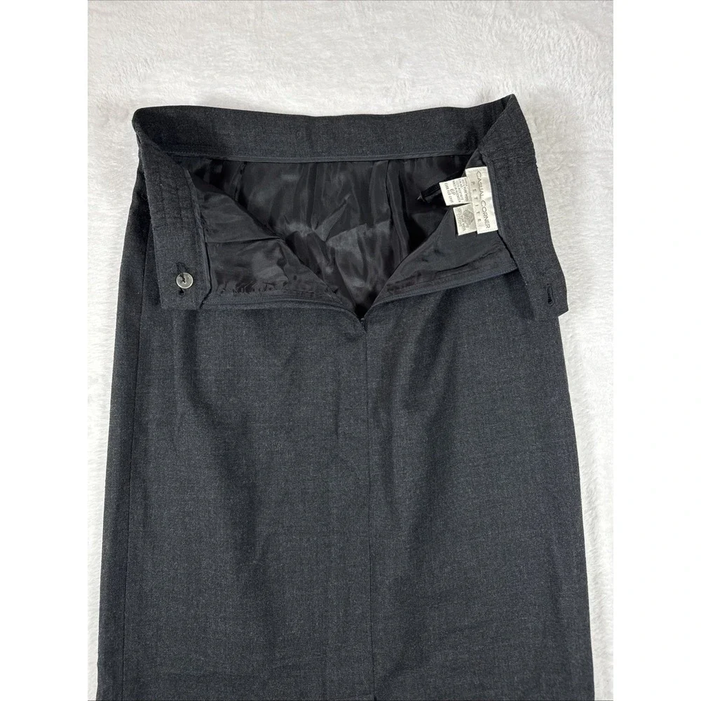 100% Pure‎ Wool Dark Grey Petite Size 6 Casual Corner Pencil Skirt Knee Length